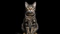 3D Render of a Striped Kitten isolated on black background Generative AI