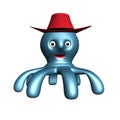3d render of a toy octopus with a red cowboy hat Royalty Free Stock Photo
