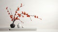 3D render of a vase with a branch of a blossoming tree Generative AI