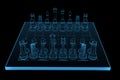 3D rendered blue xray chess Royalty Free Stock Photo