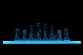 3D rendered blue xray chess Royalty Free Stock Photo