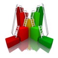 3D rendered color bar graph with ladder Royalty Free Stock Photo