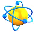 3D rendered yellow atom structure with