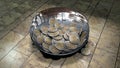 3D rendering of a collection of coins in a glass bowl