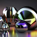 3d rendering of a group of colored glass spheres on a reflective surface AI generated