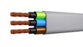 3D rendering of Standard color code for electrical wiring on a white background, Single-phase system