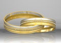 3d rendering two golden rings Royalty Free Stock Photo