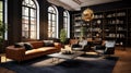 3d Rendering Of Urban Industrial Living Room With Leather Furniture