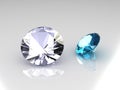 3D Round diamond and topaz stones Royalty Free Stock Photo