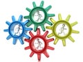 3d running men inside gears. Royalty Free Stock Photo