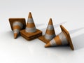3D Safety Cones Royalty Free Stock Photo
