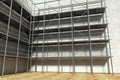 3d scaffolding and renovated wall