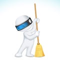 3d Scalable Man with Broom Royalty Free Stock Photo