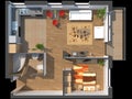 3D sectioned apartment