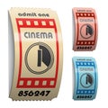 3d shiny curled cinema tickets