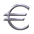 3D Silver Euro Currency Symbol