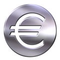 3D Silver Framed Euro Currency Sign Royalty Free Stock Photo