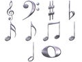 3D Silver Music Notes Royalty Free Stock Photo