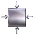 3d silver square with pointing arrows