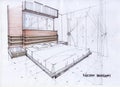 3D Sketch Illustration for a master bedroom