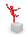 3d small man balancing on one leg