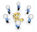 3d small people around pound sterling sign. Royalty Free Stock Photo
