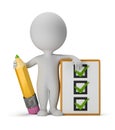 3d small people with clipboard and pencil Royalty Free Stock Photo