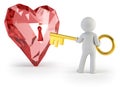 3d small people - key from heart Royalty Free Stock Photo