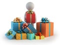 3d small people - many gift boxes