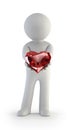 3d small people - Red heart in hands Royalty Free Stock Photo