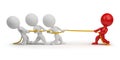 3d small people - rope pulling Royalty Free Stock Photo