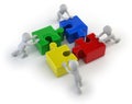 3d small people - team with the puzzles Royalty Free Stock Photo
