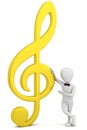 3d small person - golden music key