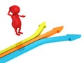 3d small person with hard choice arrows ways Royalty Free Stock Photo