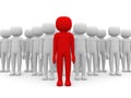3d small person the leader of a team allocated with red colour Royalty Free Stock Photo