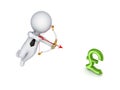 3d small person shooting at pound sterling sign. Royalty Free Stock Photo