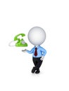 3d small person and vintage telephone. Royalty Free Stock Photo
