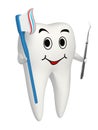 3d smiling tooth with Toothbrush and carver icon Royalty Free Stock Photo