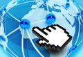 3d Social World Network Connection with hand icon Royalty Free Stock Photo