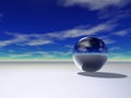 3d sphere on the beach Royalty Free Stock Photo