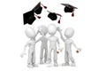 3d students jumping for final colege graduation Royalty Free Stock Photo