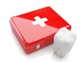 3d tooth and frist aid kit Royalty Free Stock Photo