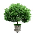 3d tree in a lightbulb, green energy concept