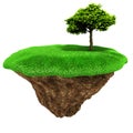 3d tree on a little piece of land island Royalty Free Stock Photo