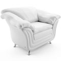 3d white leather armchair 45 degree