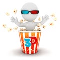 3d white people comes out of popcorn