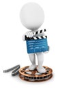 3d white people holding a movie clapper