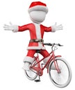 3D white people. Santa Claus on bike Royalty Free Stock Photo