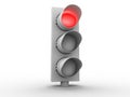 3d white traffic light with a red light