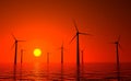 3d wind turbines producing energy in sea